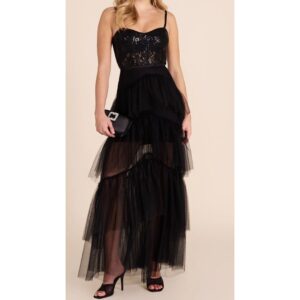 Black Sequin Tulle Gown