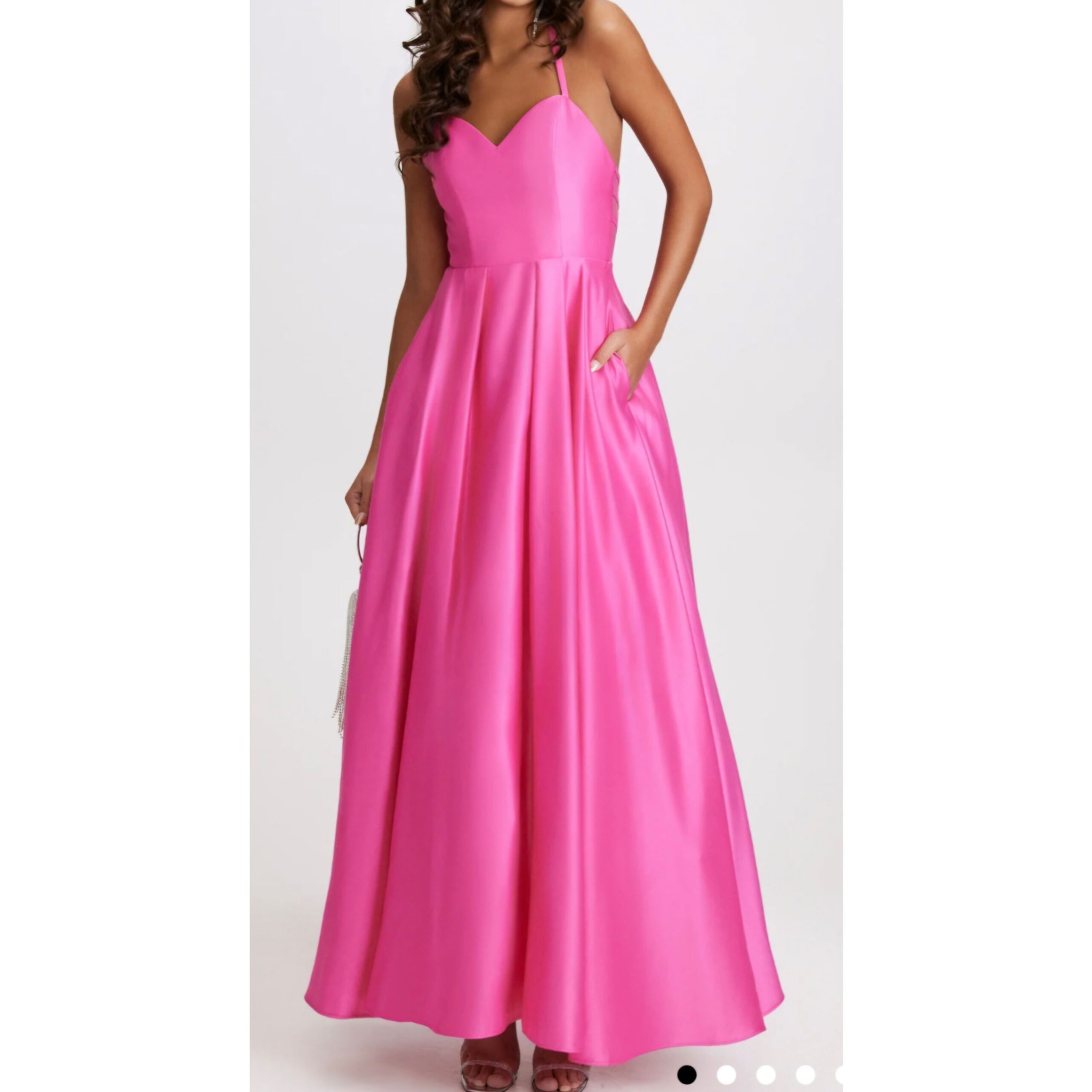 Pink Sweetheart Neck Satin Ball Gown
