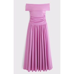 Pink Off The Shoulder Knit Maxi Petite Dress