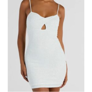 White Twist Front Glitter Mini