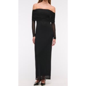 Black Off The Shoulder Rhinestone Maxi Petite