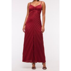 Red Pleated With Straps Maxi Petite