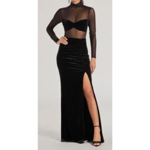 Black Velvet and Mesh Long Sleeves