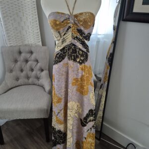 Gray, Gold and Black Sweetheart Dress with Straps