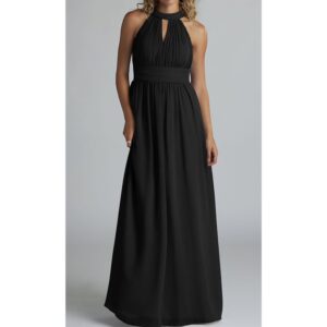 Black Halter Neckline Open Back with Neck Tie
