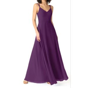 Grape V neck Double Strap Chiffon