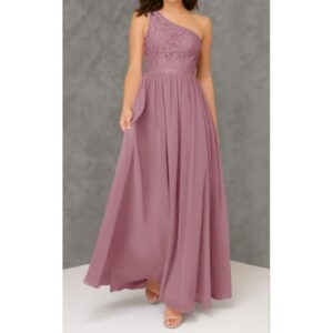 Dusty Rose One-Shoulder Chiffon Maxi